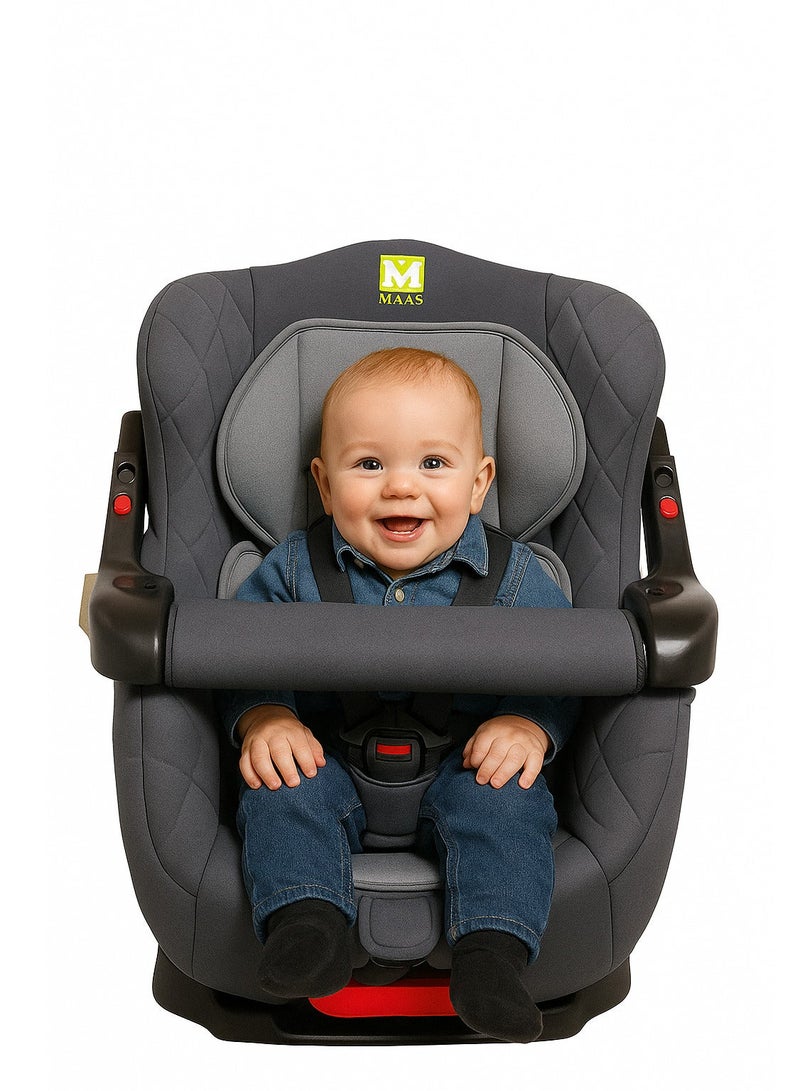 ماس مقعد سيارة للأطفال حديثي الولادة حتى سن 4  سنوات مع وضعيات مواجهة للأمام وللخلف  وحزام أمان ، المقعد سهل الفك والتركيب ومبطن وناعم  ومريح لجلوس الطفل . - Image 2